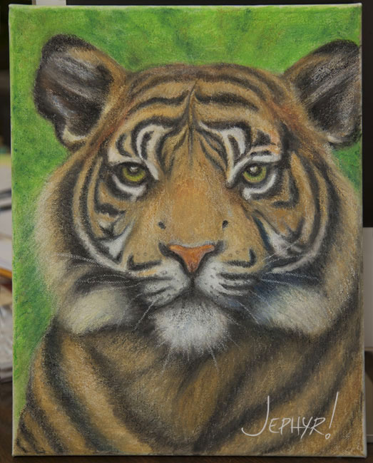 Tiger Oil Pastel Study - Copyright 2018, Jephyr (Jeff Curtis), All Rights Reserved